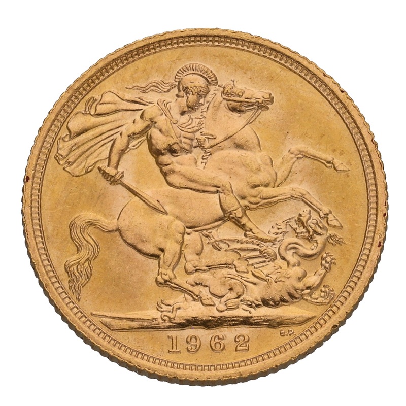 22ct Gold Queen Elizabeth II Full Sovereign Coin 1962