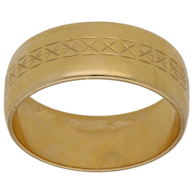 9ct Gold Patterned Wedding Ring Size N