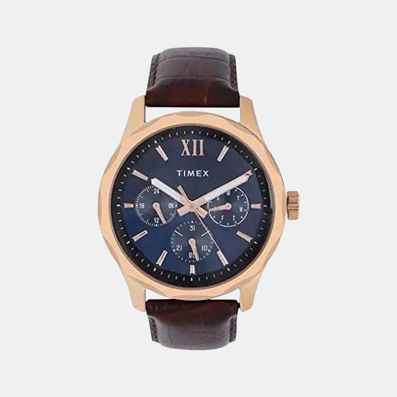 Timex Empera Men Quartz Blue Dial Multi-Function Leather Watch TW0TG7601