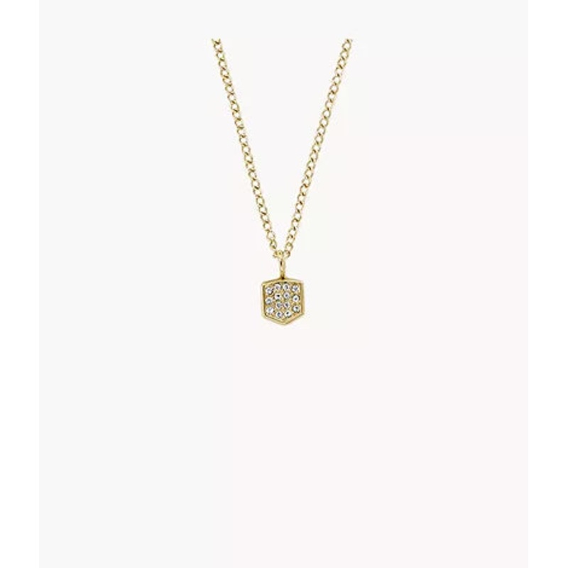 JF04530710-Fossil Heritage Crest Gold-Tone Stainless Steel Chain Necklace for Women
