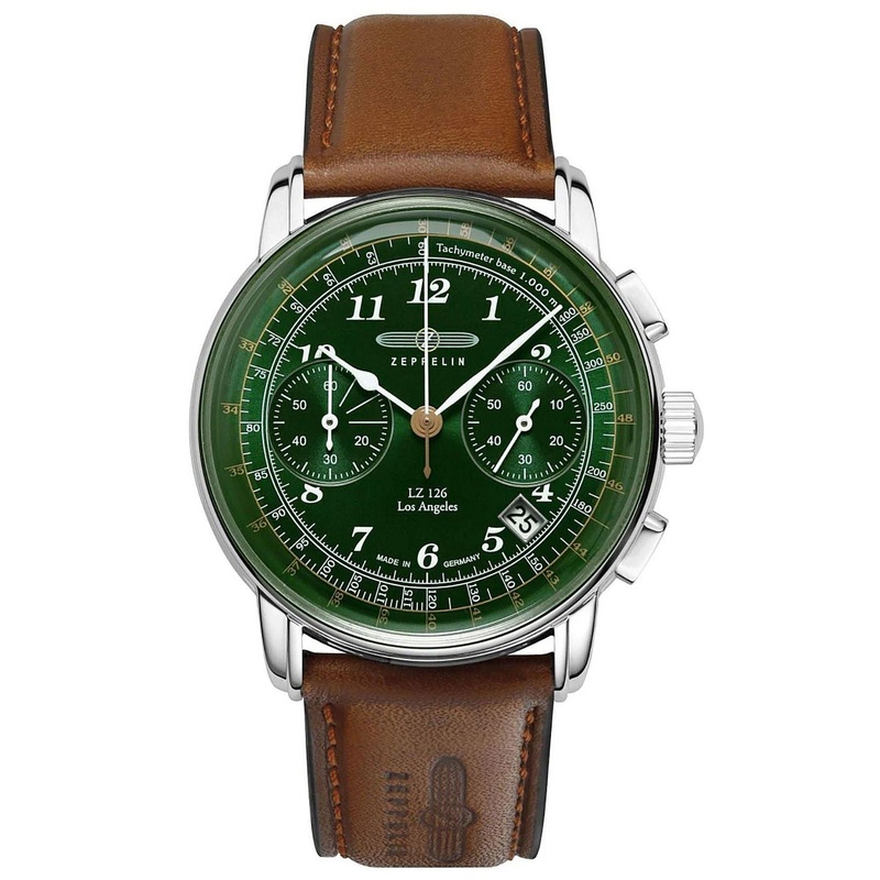 Zeppelin 7614-4 Los Angeles Chronograph Brown Leather Strap Watch