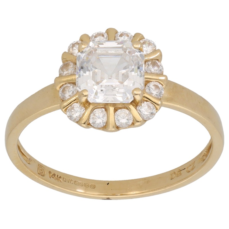 14ct Gold Cubic Zirconia Dress/Cocktail Ring Size O