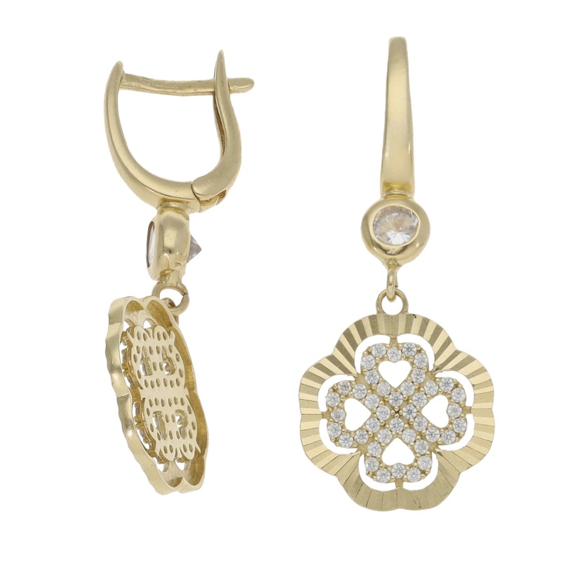 14ct Gold Cubic Zirconia Drop Earrings
