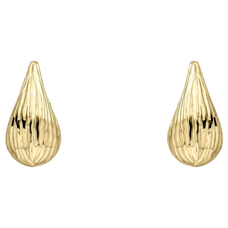Elements Gold GE2500 Ridged Teardrop Stud Earrings in 9ct Gold