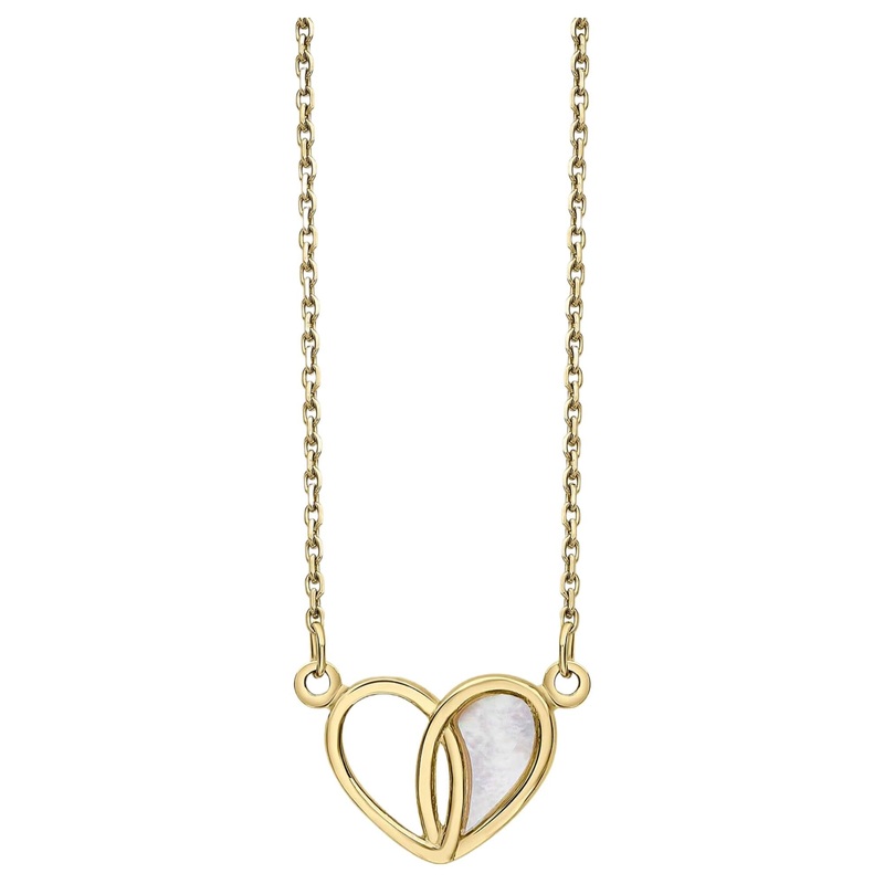 Elements Gold GN391W Heart Necklace With Mother of Pearl in 9ct Gold