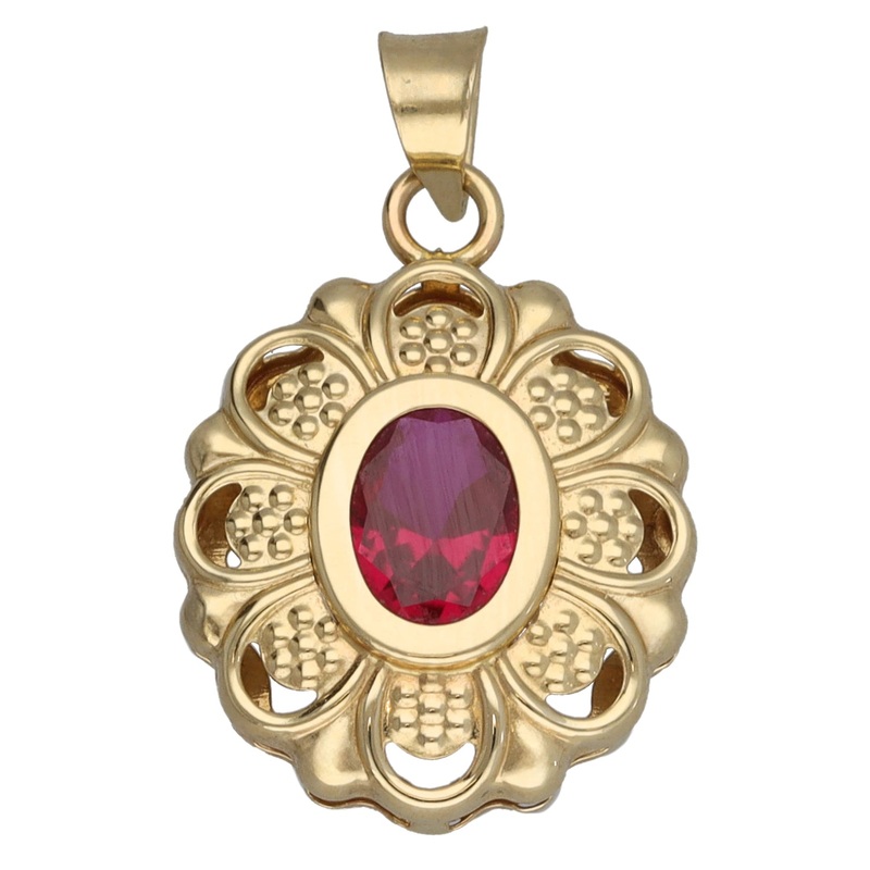 14ct Gold Imitation Gem Single Stone Pendant
