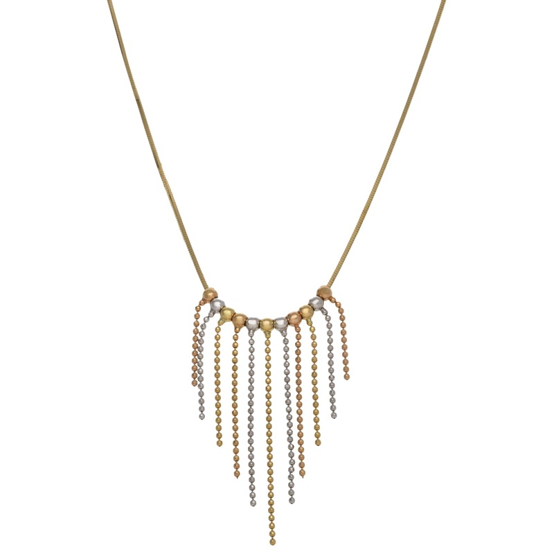 14ct Tri-Colour Gold Fancy Necklace 16″