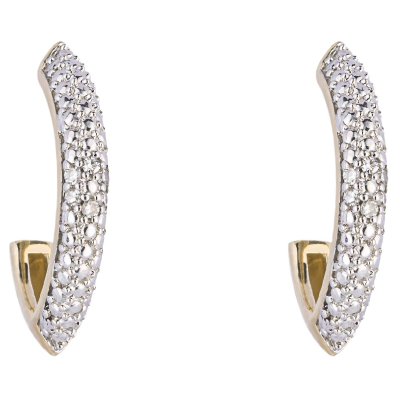 Elements Gold GE2412 Navette 3/4 Hoop Earrings With Diamonds in 9ct Gold