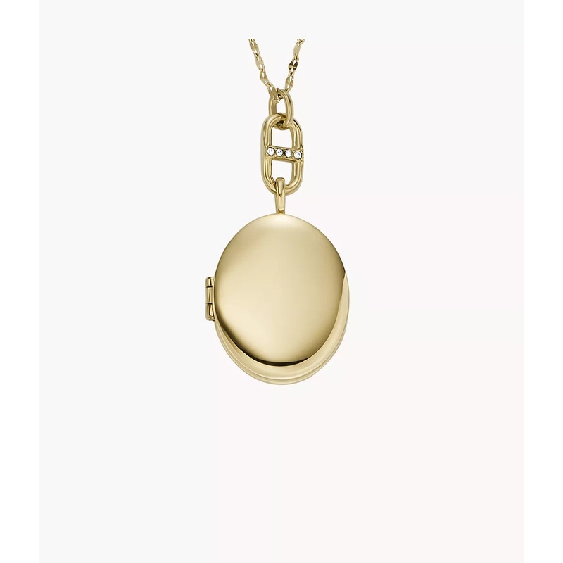 Fossil Heritage Locket Collection Gold-Tone Stainless Steel Chain Necklace JF04426710