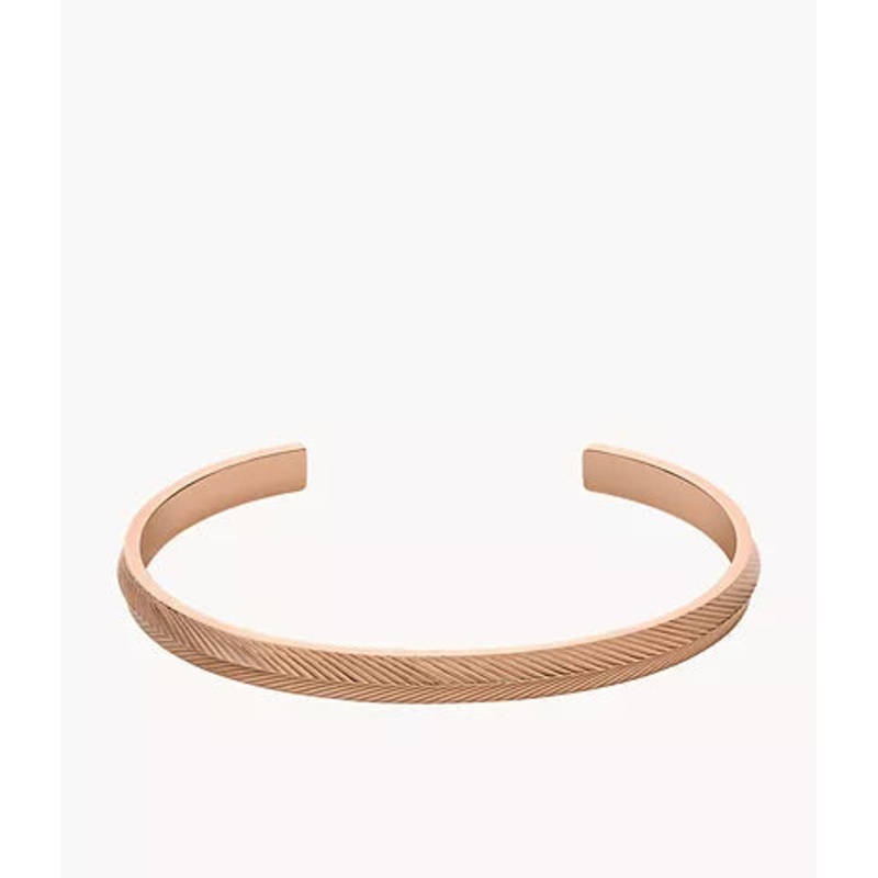 JF04661791 – Fossil Harlow Linear Texture Rose Gold-Tone Stainless Steel Cuff Bracelet For Women