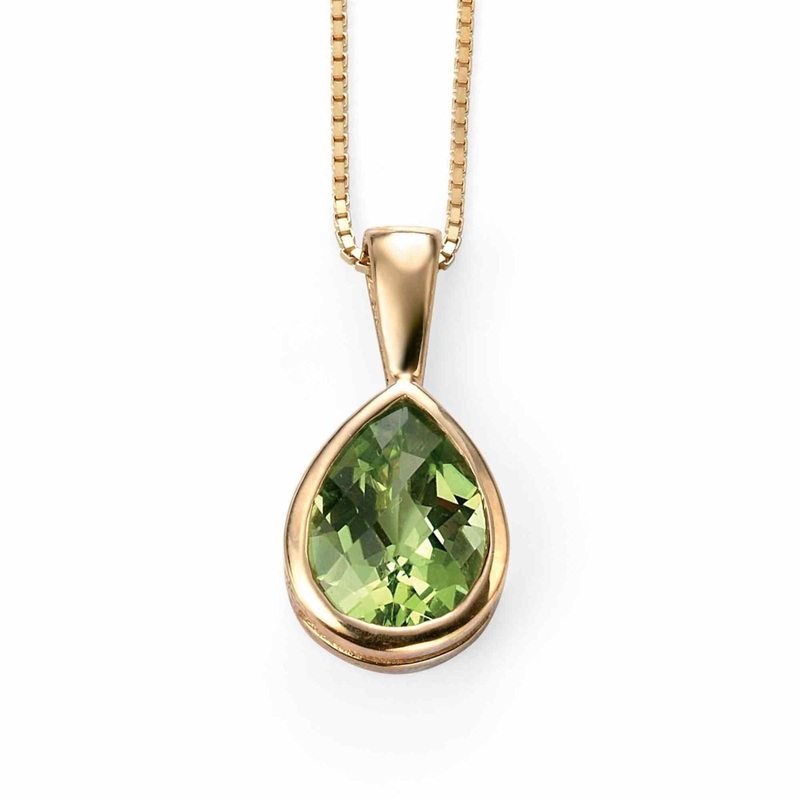 Elements Gold GP460G Peridot Teardrop Pendant Only