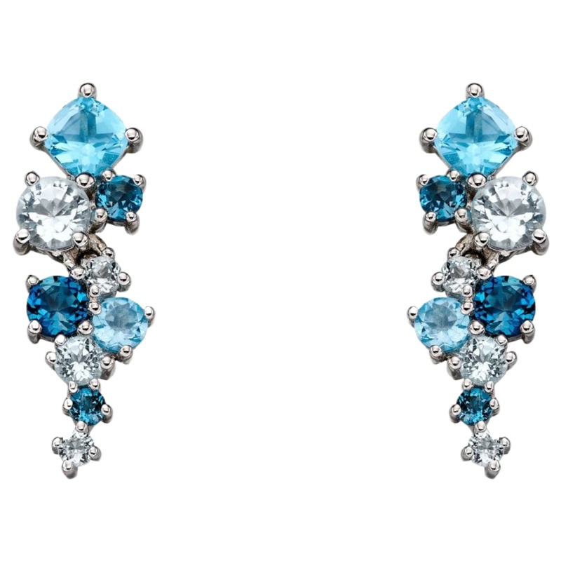Elements Gold GE2225T Scatter Earrings with Blue Topaz in 9ct White Gold