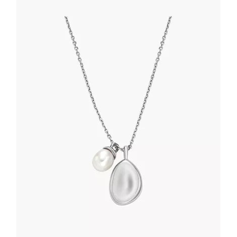SKJ1831040 – Skagen Agnethe Pearl White Freshwater Pearl and Pebble Pendant Necklace for women
