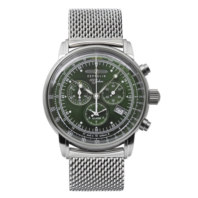 Zeppelin 8680M-4 100 Years Green Dial Chronograph Watch