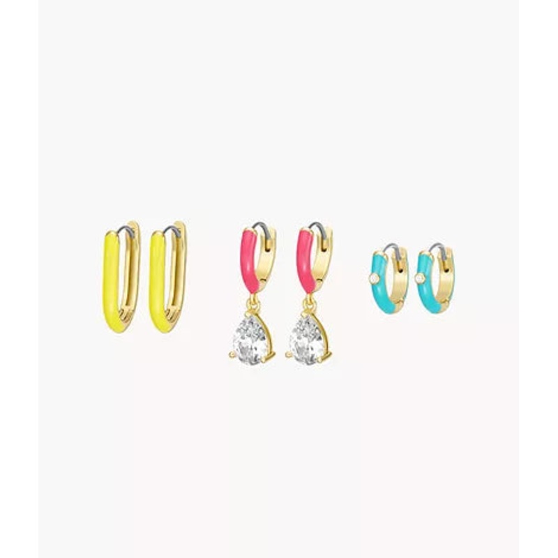JGFTSET1071-Fossil Gold-Tone Brass Hoop Earrings Set for Women