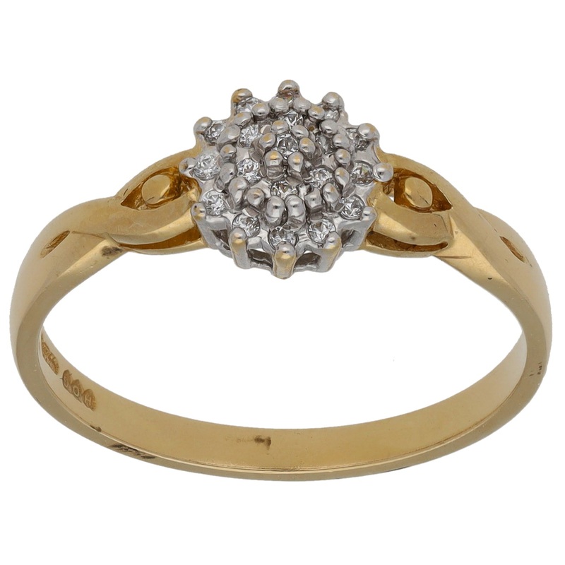 14ct Gold Cubic Zirconia Cluster Ring Size Q