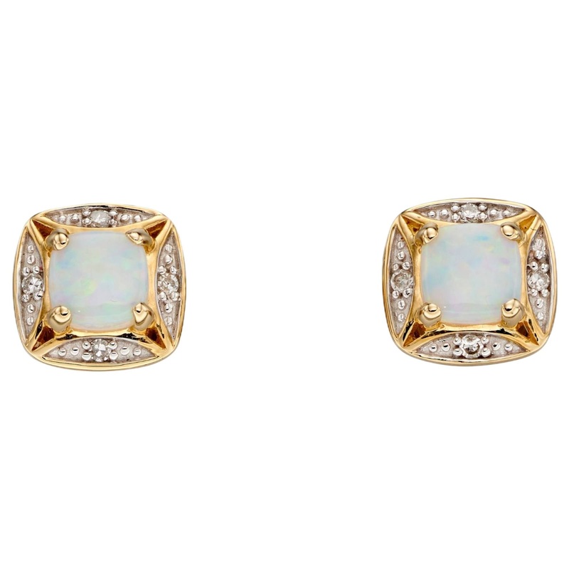 Elements Gold GE2317W Semi-Precious Earrings with Diamond Surround in 9ct Gold