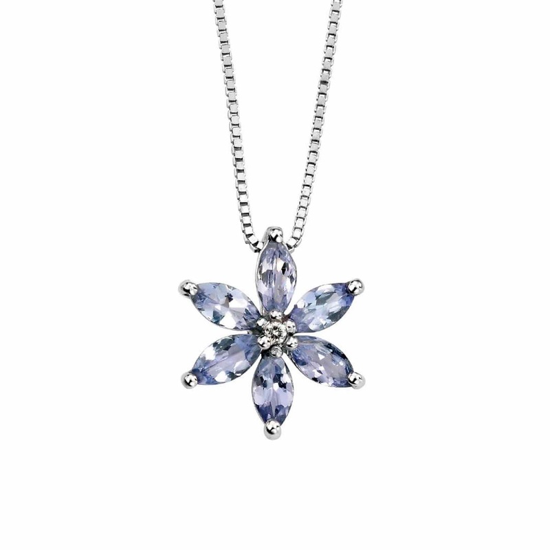 Elements Gold GP781M Tanzanite Flower Diamond Pendant Only