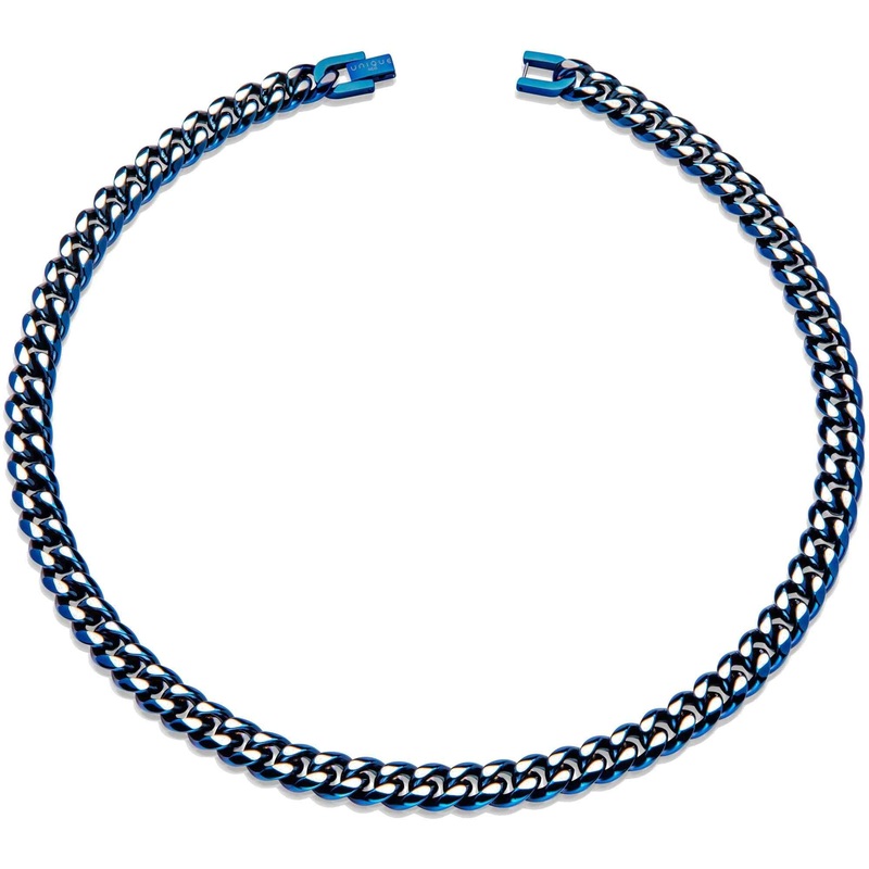 Unique & Co LAK-228/50CM Men’s Steel Matte And Polished Blue IP Necklace