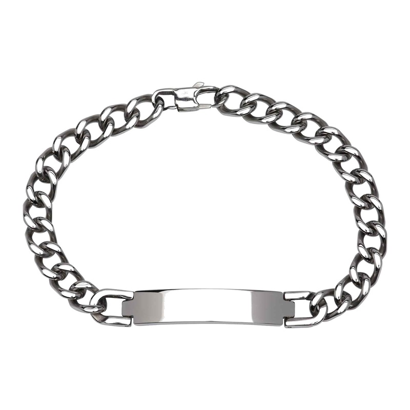Unique & Co LAB-154/21CM Men’s Engravable ID Curb Bracelet