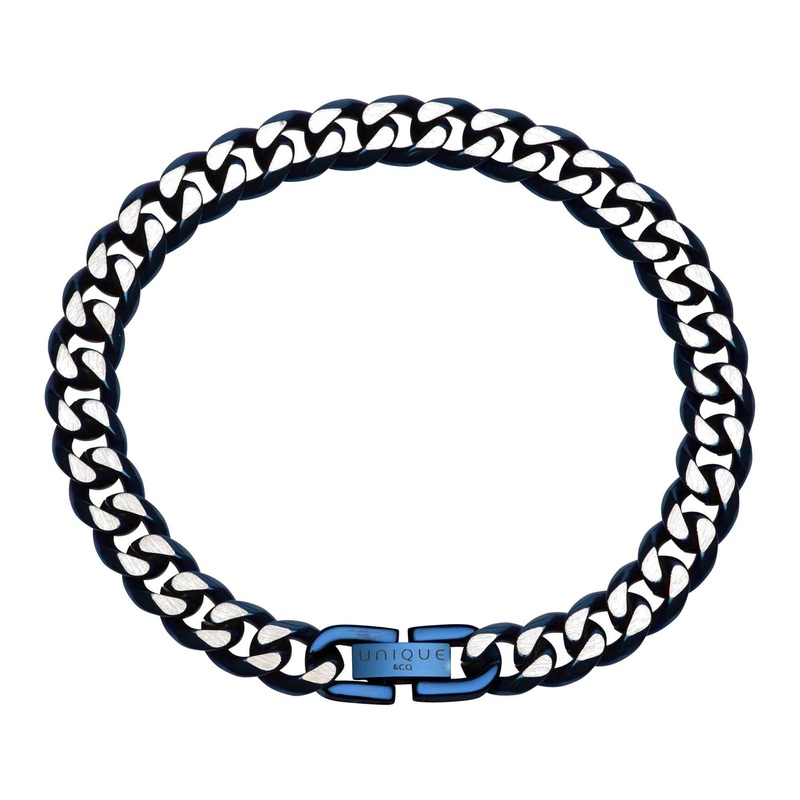 Unique & Co LAB-158/21CM Men’s Matte and Polished Blue IP Bracelet