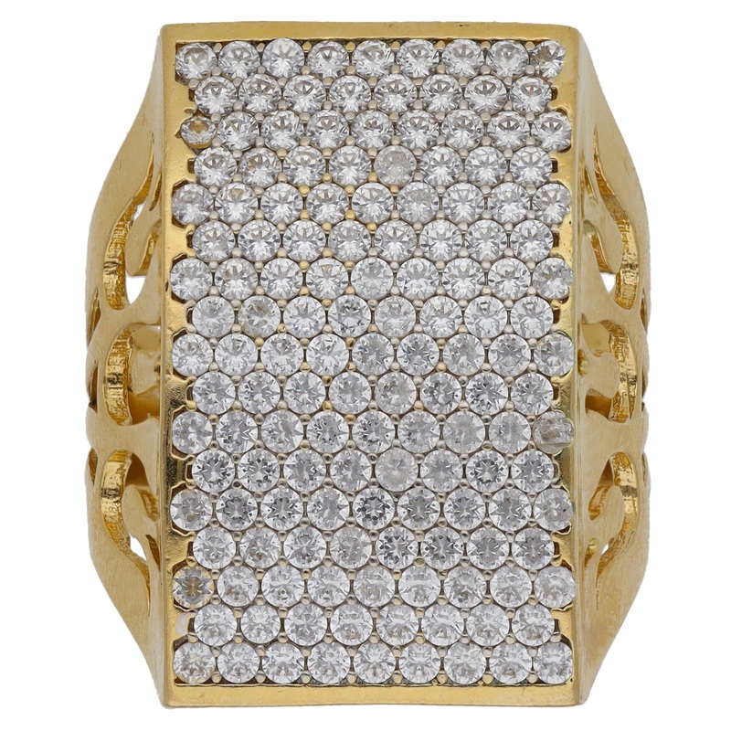 14ct Gold Cubic Zirconia Dress/Cocktail Ring Size P