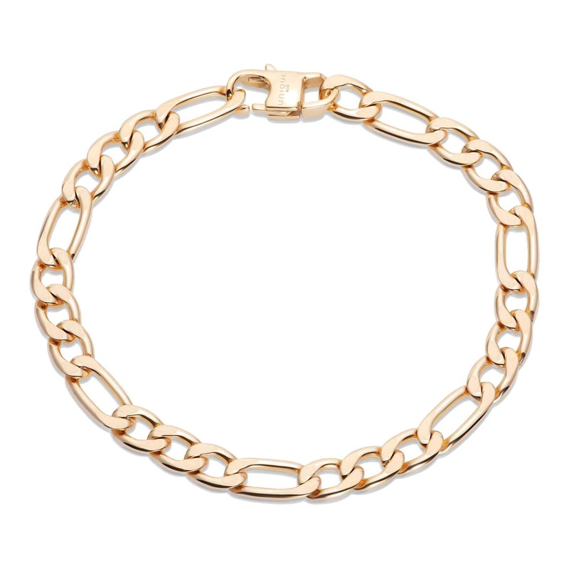 Unique & Co LAB-205/21CM Men’s Figaro Matte And Polished Gold IP Bracelet