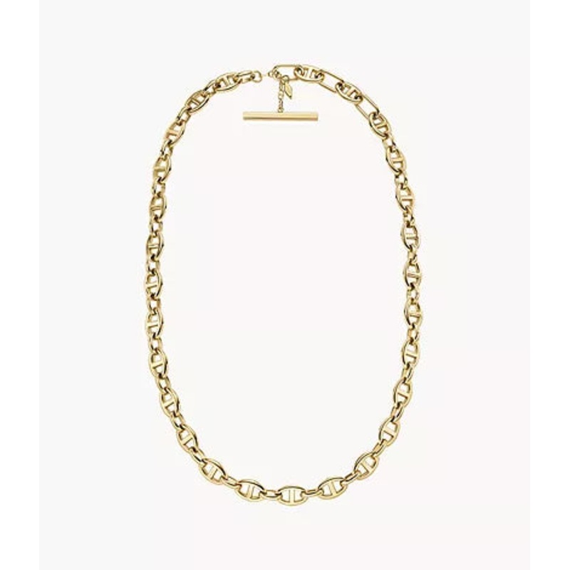 JF04521710-Fossil Heritage D-Link Gold-Tone Stainless Steel Anchor Chain Necklace for Women