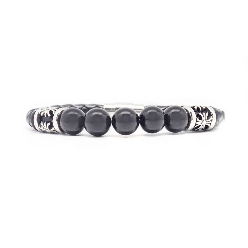 STEEL  LEATHER BRACELET | STB412