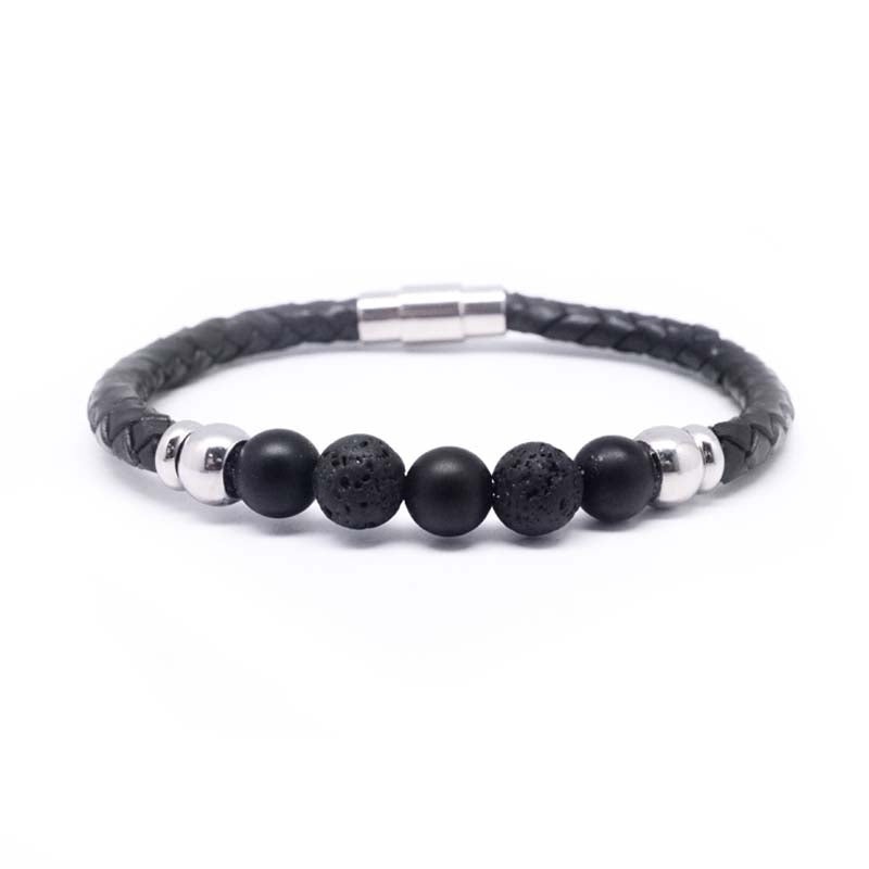 STEEL  LEATHER BRACELET | STB447