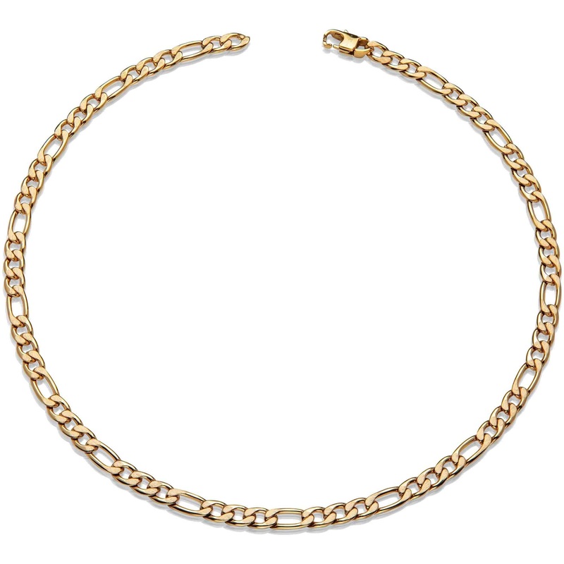 Unique & Co LAK-205/50CM Men’s Steel Figaro Gold IP Necklace