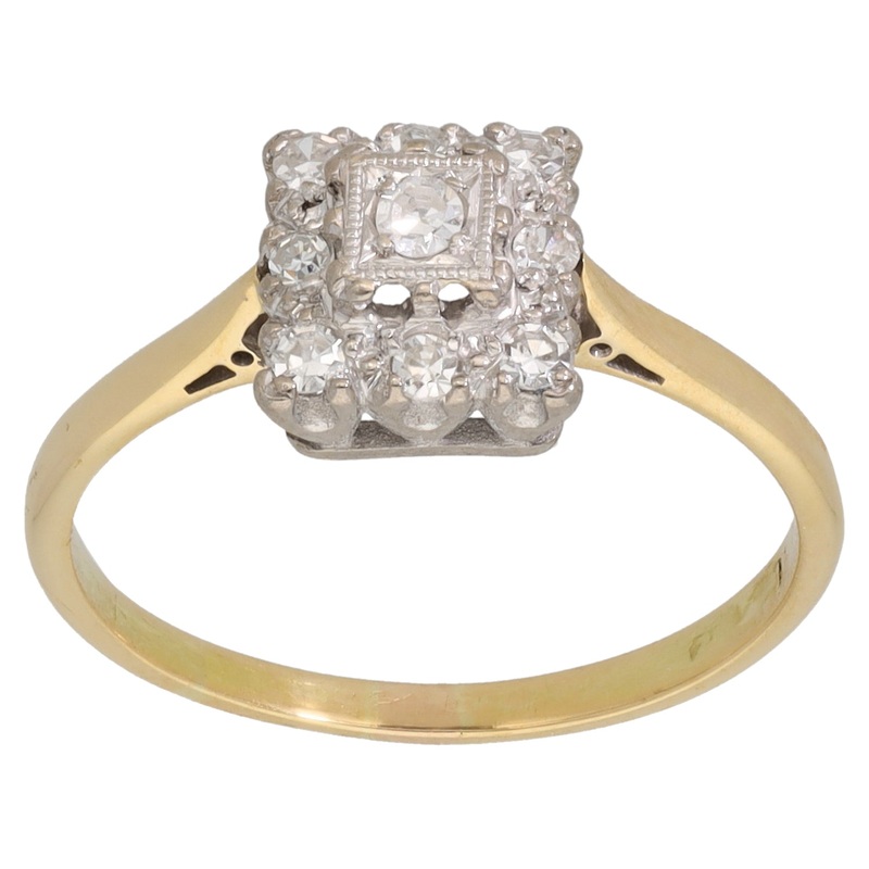 14ct Gold 0.28ct Diamond Cluster Ring Size P