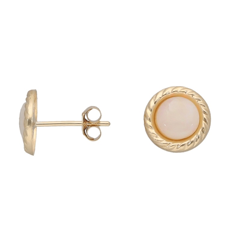 New 9ct Gold Imitation Gems Circle Stud Earrings