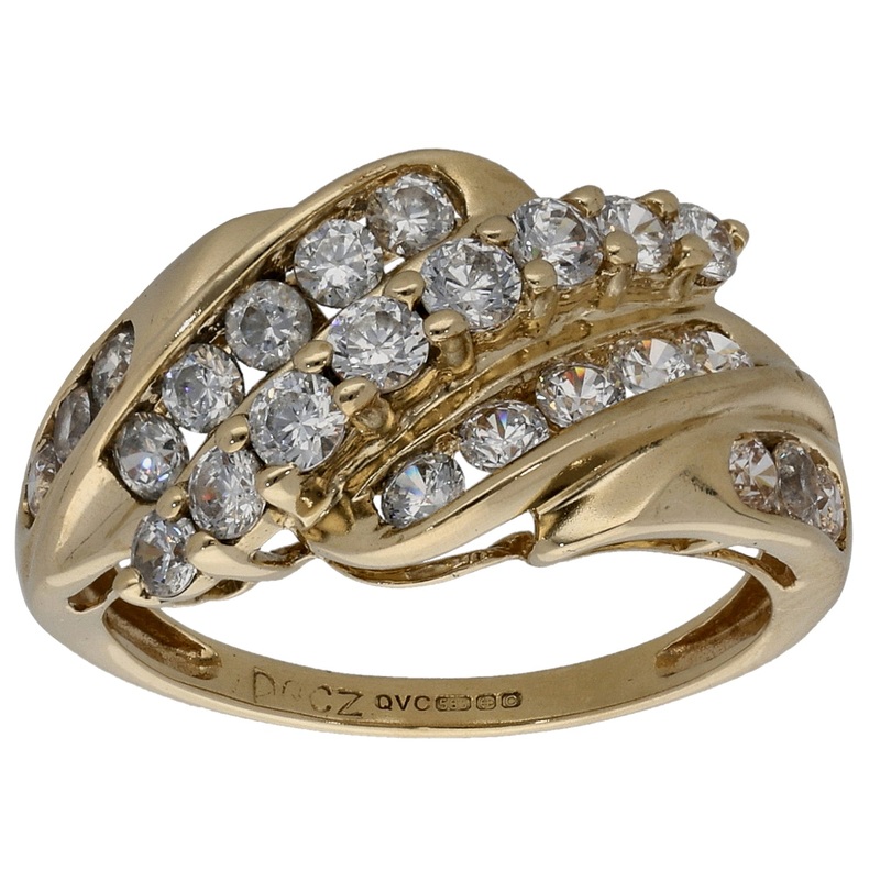14ct Gold Cubic Zirconia Dress/Cocktail Ring Size L