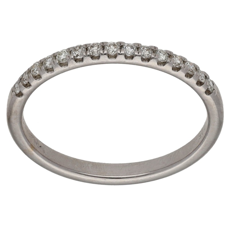 14ct White Gold 0.15ct Diamond Half Eternity Ring Size L