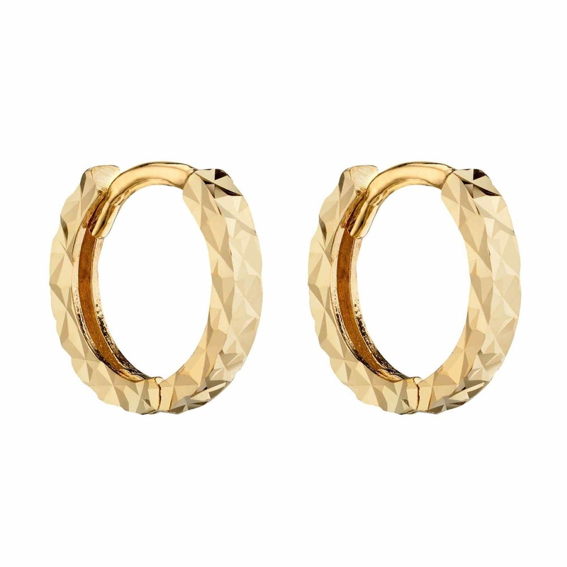 Elements Gold GE2338 Diamond Cut Hoop Earrings