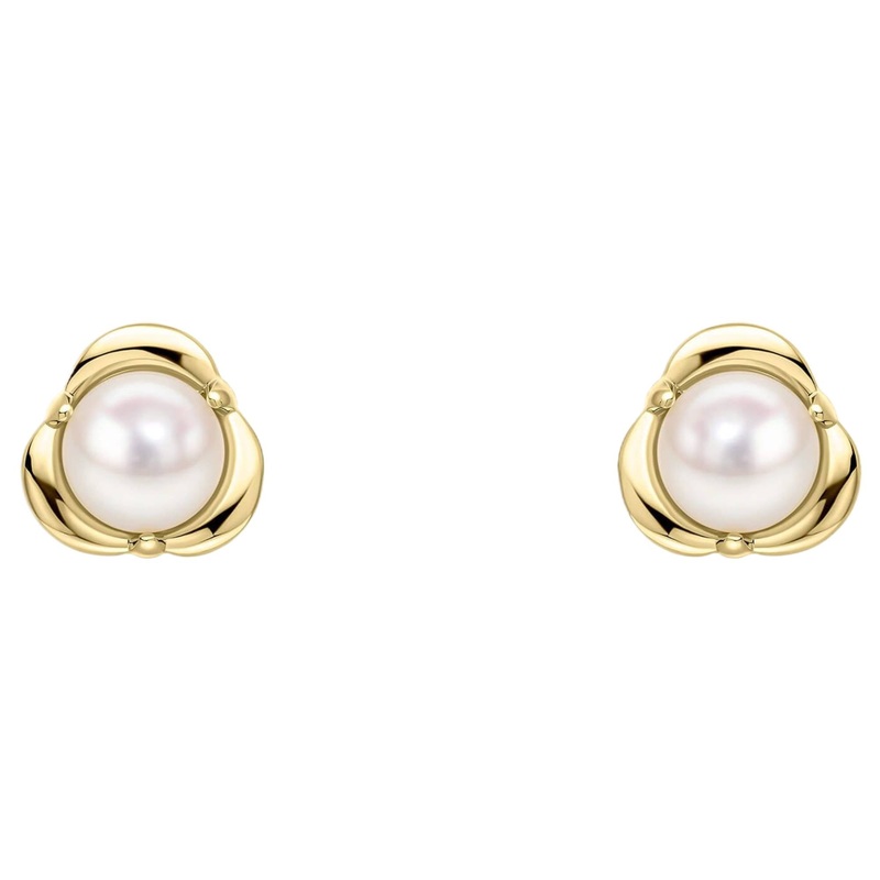 Elements Gold GE2499W Petal Set Pearl Stud Earrings in 9ct Gold