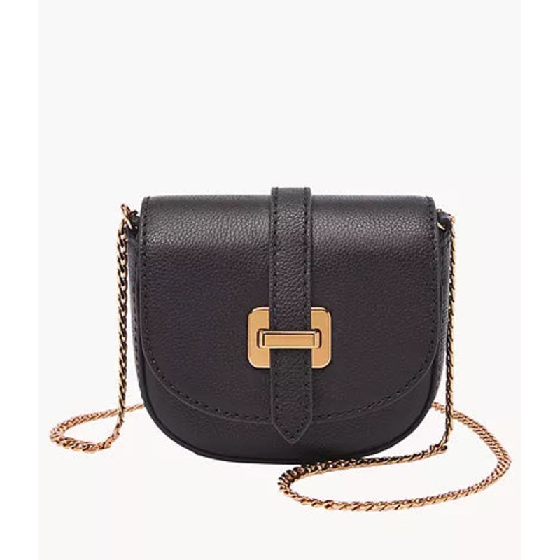 SHB3148001 – Fossil Emery Black Leather Micro Crossbody Bag For Women