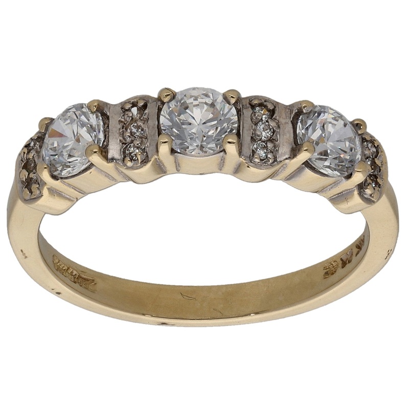 14ct Gold Cubic Zirconia Dress/Cocktail Ring Size M