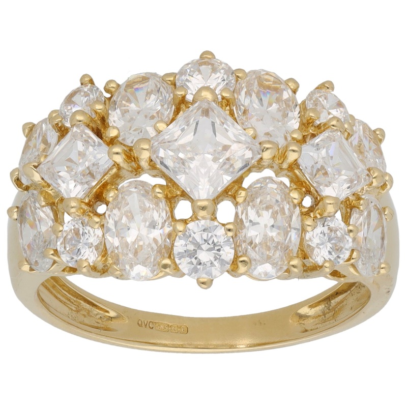 14ct Gold Cubic Zirconia Dress/Cocktail Ring Size S