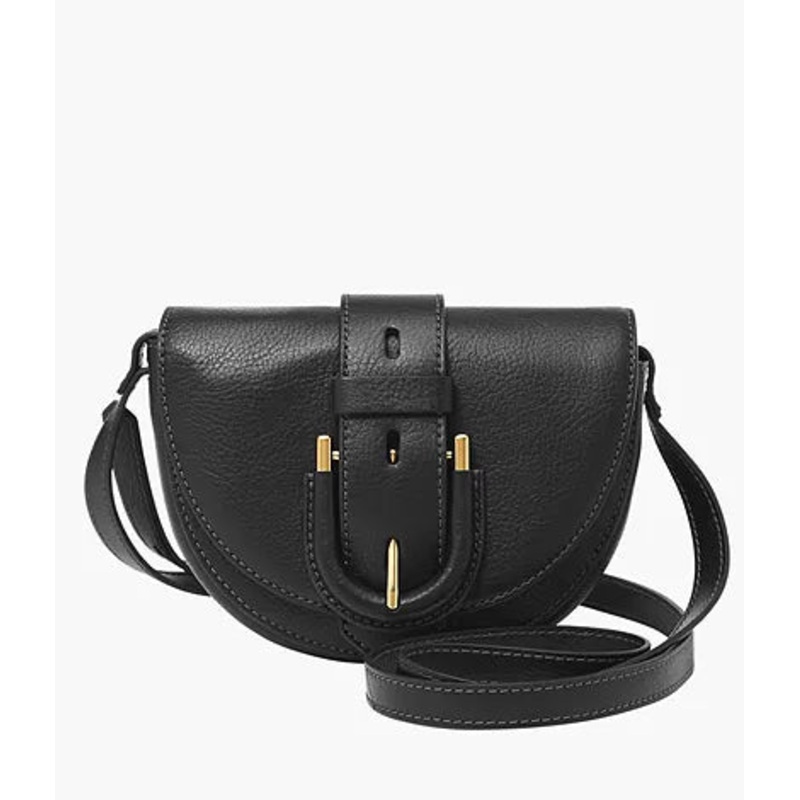 ZB1853001 – Fossil Harwell Black Leather Small Flap Crossbody Bag For Women