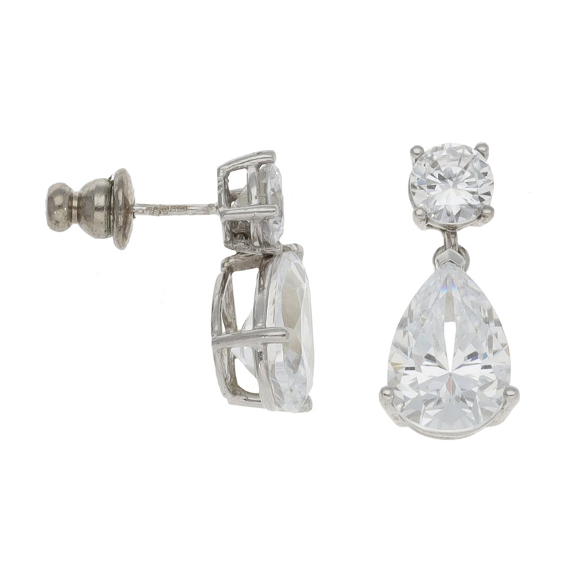 14ct White Gold Cubic Zirconia Drop Earrings