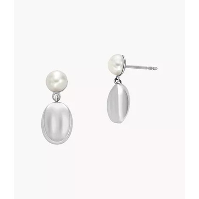 SKJ1835040 – SKagen Agnethe Pearl White Freshwater Pearl and Pebble Drop Earrings