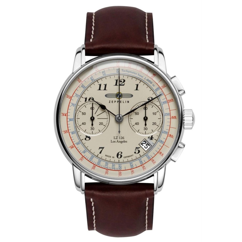 Zeppelin 7614-5 Los Angeles Chronograph Brown Leather Strap Watch