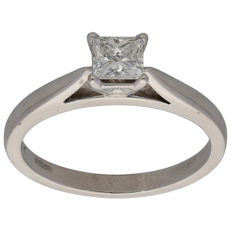 14ct White Gold 0.50ct Diamond Solitaire Ring Size N