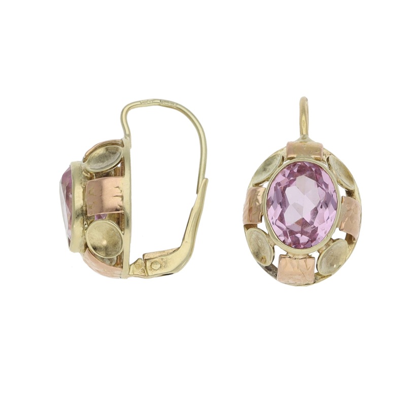 14ct Bicolour Gold Imitation Drop Earrings