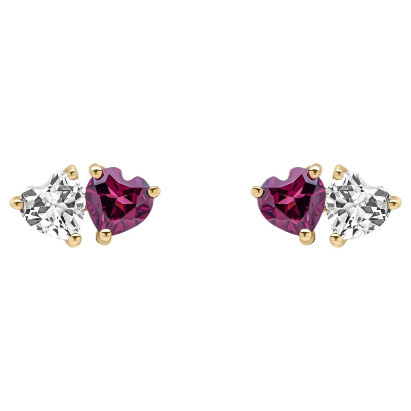 Elements Gold GE2494 Toi et Moi Heart Stud Earrings in 9ct Gold